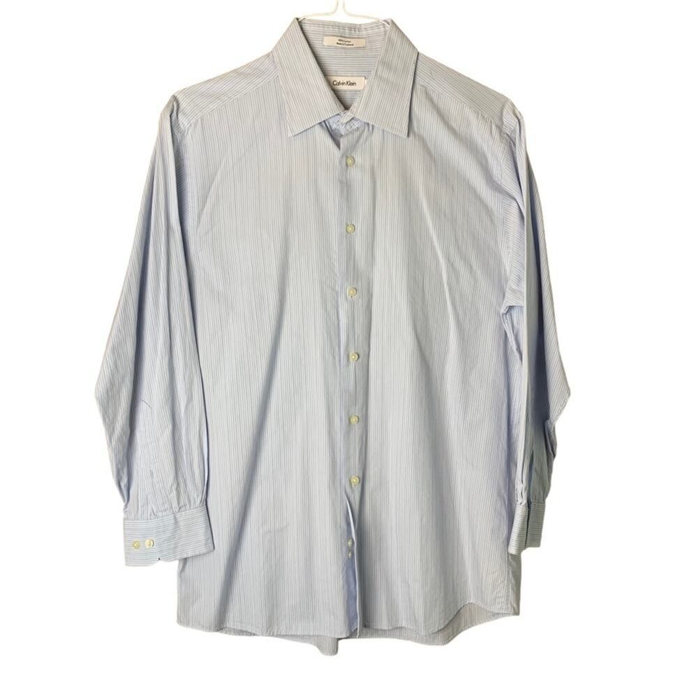 Calvin Klein Mens Cotton Lt. Blue Button Down Long Sleeve Shirt 16 - 32/33
